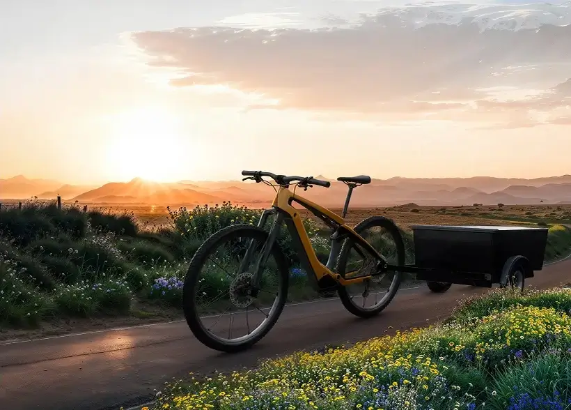 Visuel de campagne montrant un vélo cargo en action